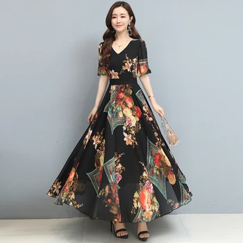 Summer New Style High Chiffon Women Long Dress Elegant Fashion Print Plus Size 4xl Fashionble Slim Vestidos Elegantes Office 
Summer New Style High Chiffon Women Long Dress Elegant Fashion Print Plus Size 4xl Fashionble Slim Vestidos Elegantes Office