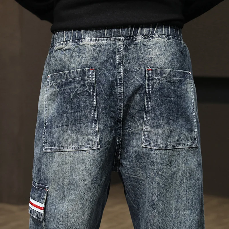 American Apparel Men Jeans Oversize Baggy Jeans Male Drawstring Loose fit Streetwear Men's Jeans