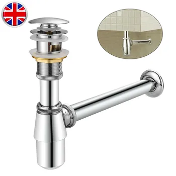 Chrome Bathroom Basin Sink Bottle Trap Pipe Outlet/Slotted Pop-Up Waste 1-1/4
