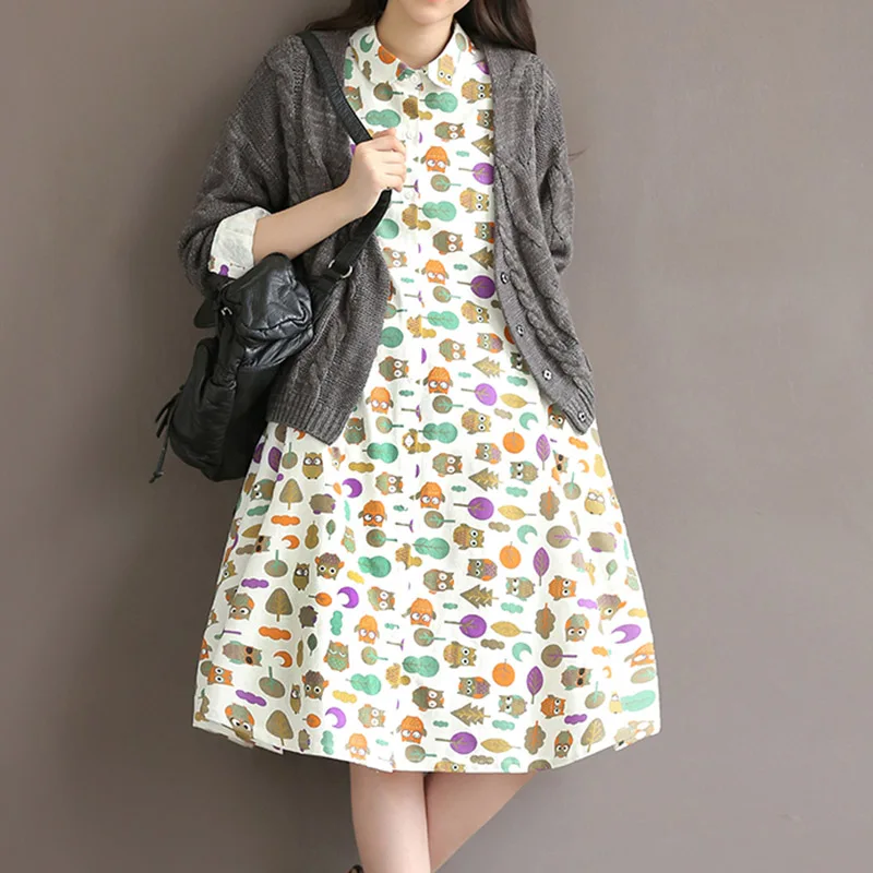 Fashion Hot Sales Newly Summer Dress Droppshiping Women Long Sleeve Cartoon Owl Print Loose Shirt Dress for Summer Spring d88
Fashion Hot Sales Newly Summer Dress Droppshiping Women Long Sleeve Cartoon Owl Print Loose Shirt Dress for Summer Spring d88
