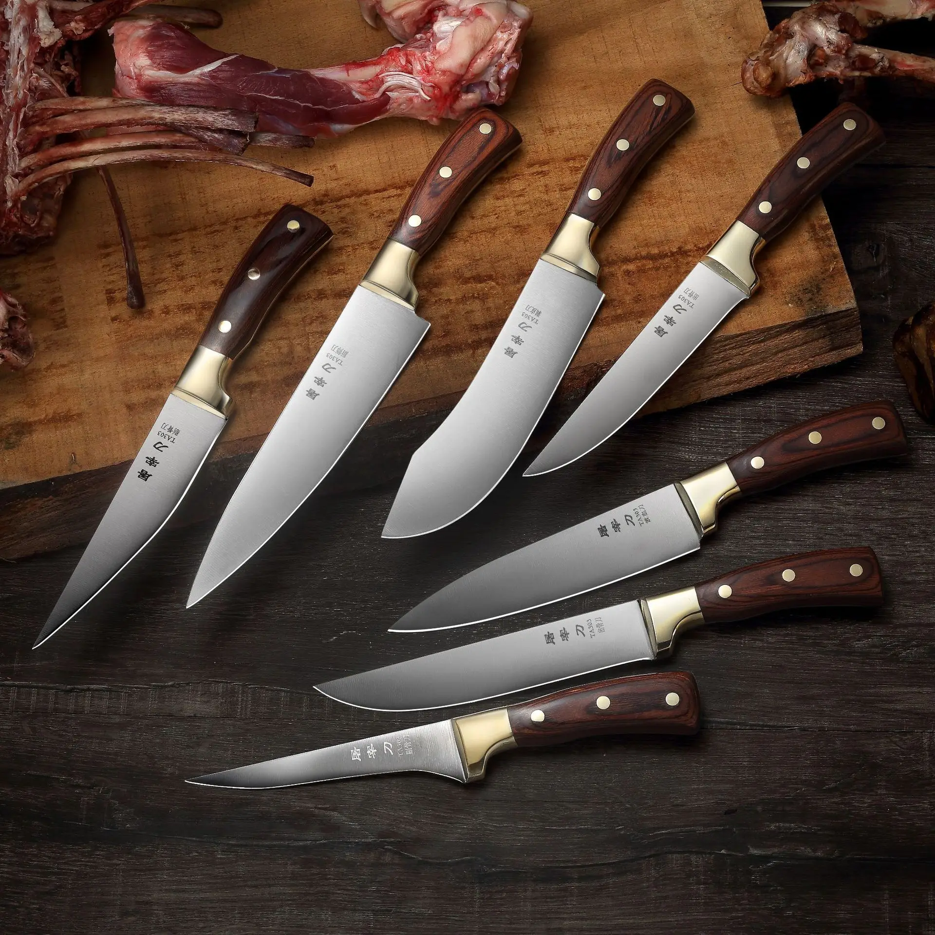 Copper handle stainless steel slaughtering knife sharp and fast segmentation beef mutton meat cleaver peeling | Дом и сад