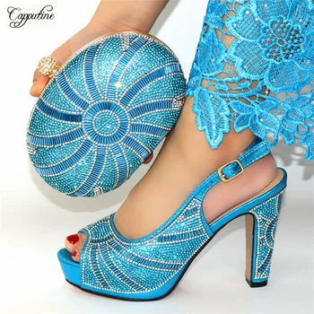 Pretty sky blue evening shoes and evening handbag sets with rhinestones for party CR177 , heel height 12cm
Pretty sky blue evening shoes and evening handbag sets with rhinestones for party CR177 , heel height 12cm