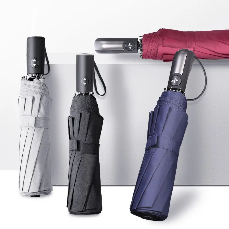 10 Ten Bone Fully Automatic All-Weather Umbrella Men Three Foldable Reinforced Windproof Business Gift Advertisement Umbrella
10 Ten Bone Fully Automatic All-Weather Umbrella Men Three Foldable Reinforced Windproof Business Gift Advertisement Umbrella