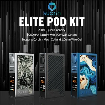 Suorin Elite 40W Pod System Kit with 3.1ml Pod .4ohm Mesh 1.0ohm Wire Coil & 1100mAh Built-in Battery E-cigarette Vaporizer
Suorin Elite 40W Pod System Kit with 3.1ml Pod .4ohm Mesh 1.0ohm Wire Coil & 1100mAh Built-in Battery E-cigarette Vaporizer