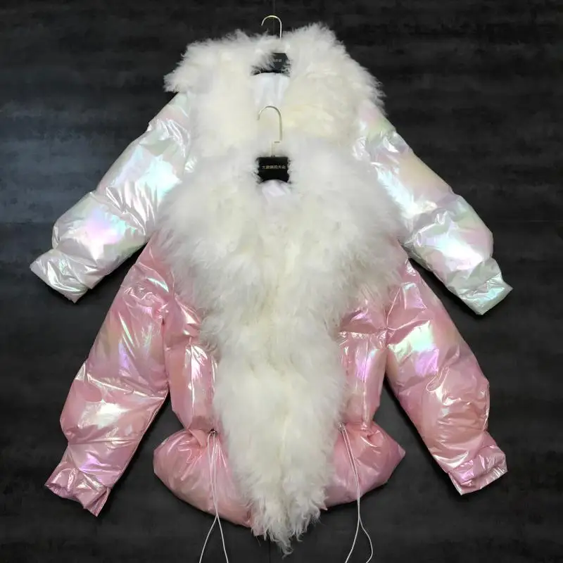 Winter Jacket Woman New Large Natural Lamb Fur Collar Colorful Glossy Color Drawstring Warm Padded Cotton Jacket Women's Coat
Winter Jacket Woman New Large Natural Lamb Fur Collar Colorful Glossy Color Drawstring Warm Padded Cotton Jacket Women's Coat