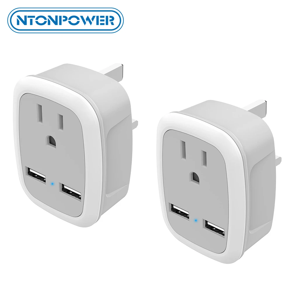 NTONPOWER 2 Pack International Power Plug with 2 USB Lightweight Power Adapter for US Travel To UK, Ireland, Hong Kong, etc
NTONPOWER 2 Pack International Power Plug with 2 USB Lightweight Power Adapter for US Travel To UK, Ireland, Hong Kong, etc