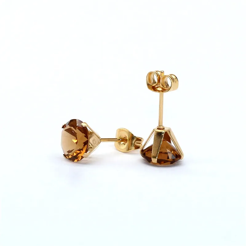 New Arrived Stainless Steel Stud Earrings With Coffee Brown Tea Color AAA Zircons Glass Classical Style No Fade Allergy Free
New Arrived Stainless Steel Stud Earrings With Coffee Brown Tea Color AAA Zircons Glass Classical Style No Fade Allergy Free