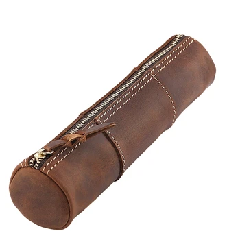 Genuine Leather Zipper Pen Pencil Bag Handmade Vintage Retro Style Creative Trimodal Model School Stationery Product(Brown)
Genuine Leather Zipper Pen Pencil Bag Handmade Vintage Retro Style Creative Trimodal Model School Stationery Product(Brown)