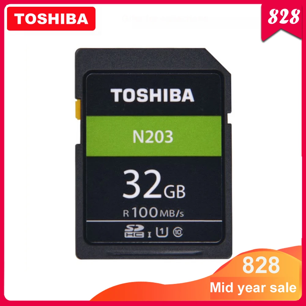 

Original TOSHIBA SD N203 32GB 64GB 128GB SDHC SDXC UHS-I U1 Flash Memory SD Card Class10 100MB/S Camera Card For Full HD Canon