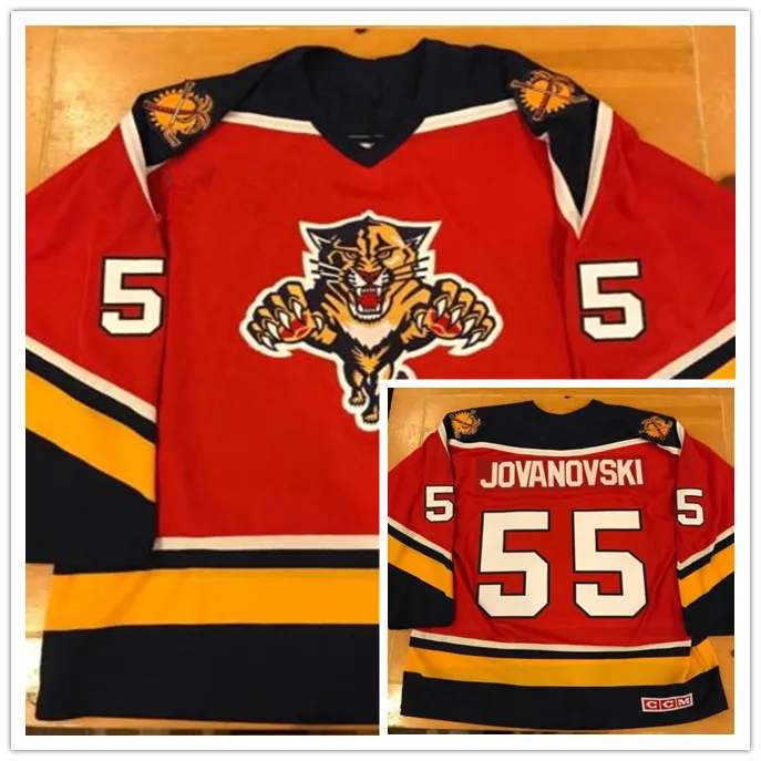 

1995-1996 #55 Ed Jovanovski Florida Panthers throwback MEN'S Hockey Jersey Embroidery Stitched Customize any number and name