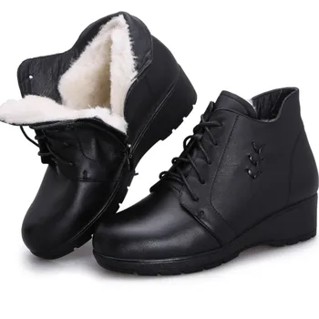 Full Cowhide Thick Wool Boots Warm Snow Boots Black Non-slip Wedges Flat Boots Winter Genuine Leather Shoes Woman Casual Boots
Full Cowhide Thick Wool Boots Warm Snow Boots Black Non-slip Wedges Flat Boots Winter Genuine Leather Shoes Woman Casual Boots