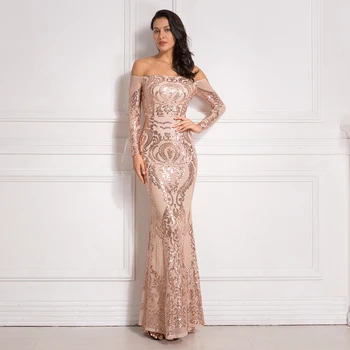 Slash Neck Gold Sequined Maxi Dress Floor Length Evening Party Dress Stretchy Long Dress Autumn Winter
Slash Neck Gold Sequined Maxi Dress Floor Length Evening Party Dress Stretchy Long Dress Autumn Winter