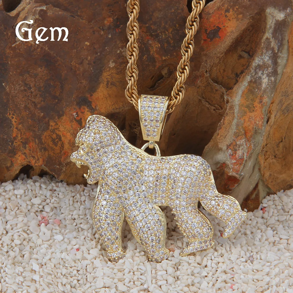 New Style Europe And America Hip Hop Jingang Roaring Gorilla Zircon Pendant Walking Gorilla 14k Gold Electroplated Accessories
New Style Europe And America Hip Hop Jingang Roaring Gorilla Zircon Pendant Walking Gorilla 14k Gold Electroplated Accessories