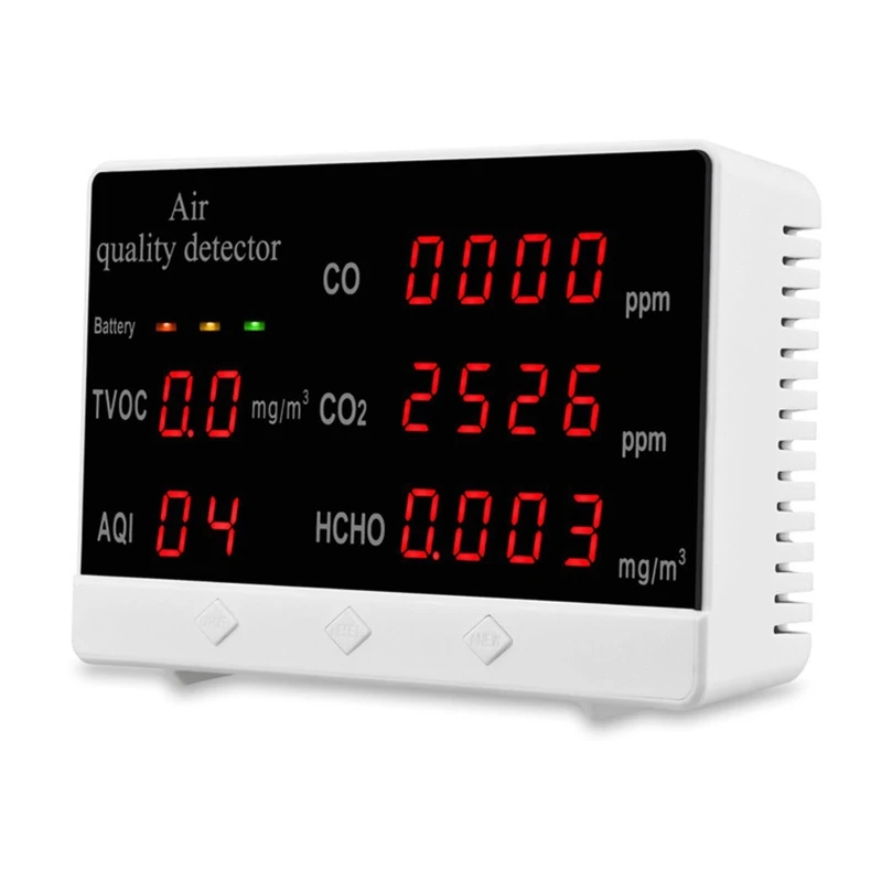Multifunctional Air Quality Detector Formaldehyde Carbon Dioxide TVOC AQI CO Real Time Data Accurate Tester for Home Bedroom Off
Multifunctional Air Quality Detector Formaldehyde Carbon Dioxide TVOC AQI CO Real Time Data Accurate Tester for Home Bedroom Off