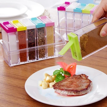 6pcs/Set Kitchen Spice Bottle Storage can Transparent Plastic Seasoning Box Salt MSG Seasoning Can Condiment Bottle Organizer 
6pcs/Set Kitchen Spice Bottle Storage can Transparent Plastic Seasoning Box Salt MSG Seasoning Can Condiment Bottle Organizer