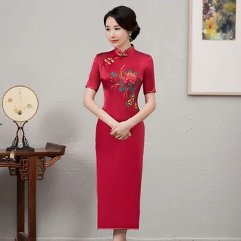 2019 Rushed Quinceanera Huijin Pavilion Summer Long Silk Cheongsam Short Sleeve Toast High-end Hand Painting Slim Skirt Woman
2019 Rushed Quinceanera Huijin Pavilion Summer Long Silk Cheongsam Short Sleeve Toast High-end Hand Painting Slim Skirt Woman