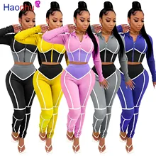 HAOOHU Sportwear Patchwork Women's Set Long Sleeve Zipper Top Jogger Pant Set Tracksuit Fitness Two Piece Outfits Matching Set
HAOOHU Sportwear Patchwork Women's Set Long Sleeve Zipper Top Jogger Pant Set Tracksuit Fitness Two Piece Outfits Matching Set