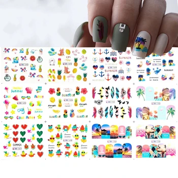 12 Designs Summer style Water Transfer Nail Decals Pineapple/parasol/coconut tree/sunset Pattern for Nail Design Manicure Tattoo
12 Designs Summer style Water Transfer Nail Decals Pineapple/parasol/coconut tree/sunset Pattern for Nail Design Manicure Tattoo