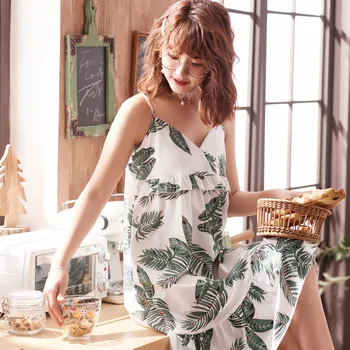 Women 100%Cotton Summer Sleep Wear Dress Casual Leaves PrintingSoft Nightwear Cute Homewear Nightgown Sleepwear Spring
Women 100%Cotton Summer Sleep Wear Dress Casual Leaves PrintingSoft Nightwear Cute Homewear Nightgown Sleepwear Spring
