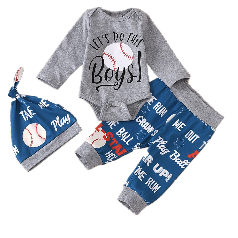 Newborn Baby Clothes for Boys Letter Printed Romper Long Sleeve Top and Pants Hat Autumn Outfit Baby Boys Clothes 3pcs Set
Newborn Baby Clothes for Boys Letter Printed Romper Long Sleeve Top and Pants Hat Autumn Outfit Baby Boys Clothes 3pcs Set