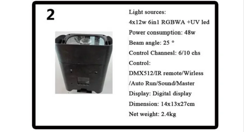 4pcs rgbwauv 6 in 1 wireless dmx led par light (5)