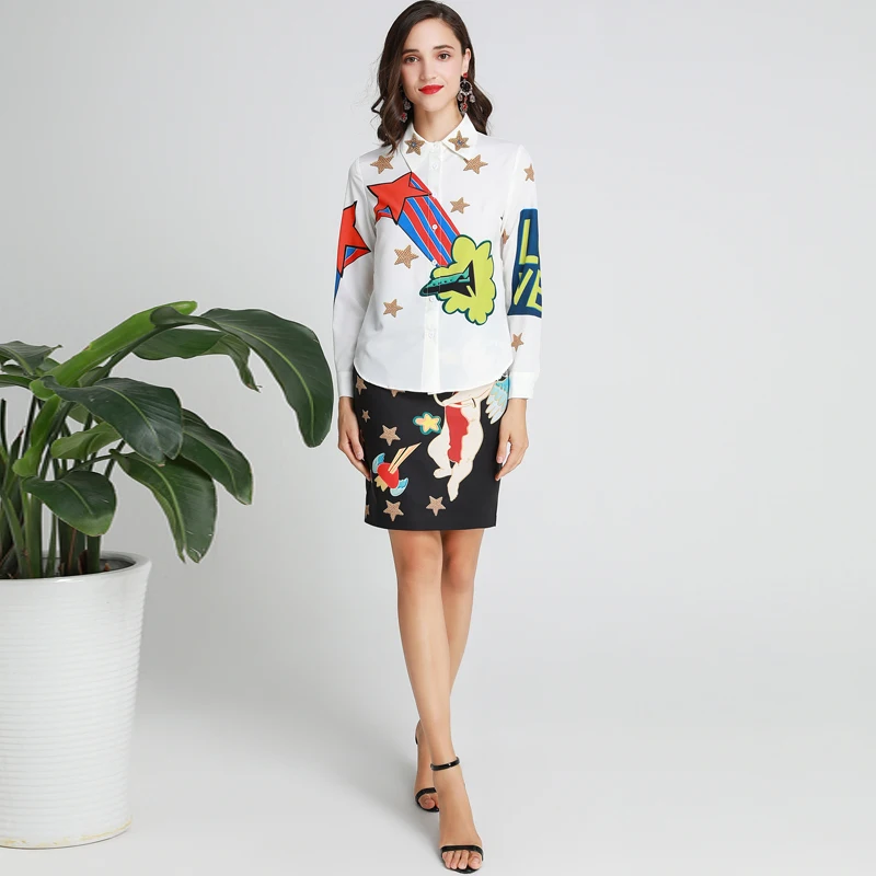 Xiaomoli Fall 2019 New Style Shirt Printed Goddess Fan Two-piece Set of Angels and Stars
Xiaomoli Fall 2019 New Style Shirt Printed Goddess Fan Two-piece Set of Angels and Stars