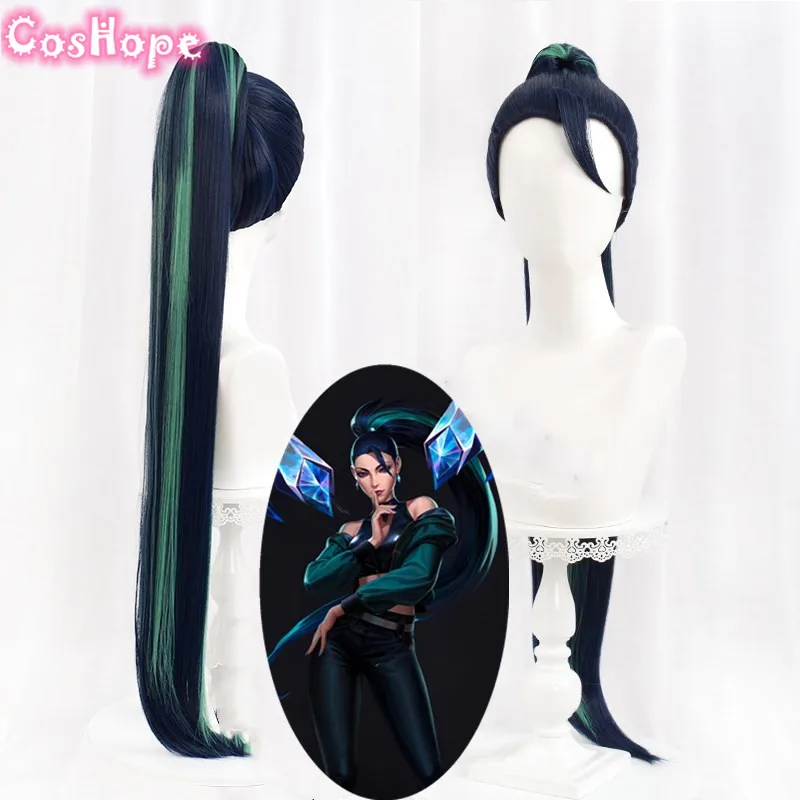 Предпродажная продажа Kda Kaisa Косплей LOL 100 см синий черный парик косплей аниме