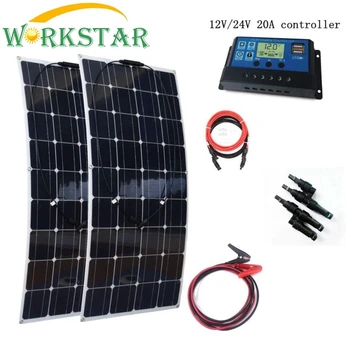 2pcs 100W Solar Panels with 20A Solar Controller with Quick Connection Cables 200W House-use Solar Power System
2pcs 100W Solar Panels with 20A Solar Controller with Quick Connection Cables 200W House-use Solar Power System