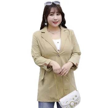 4XL-8XL Windbreaker Jacket Mid-Long Suit Collar Single-breasted Lining Coat Spring Autumn Leisure Wild Coat Sobretudo Feminino 
4XL-8XL Windbreaker Jacket Mid-Long Suit Collar Single-breasted Lining Coat Spring Autumn Leisure Wild Coat Sobretudo Feminino