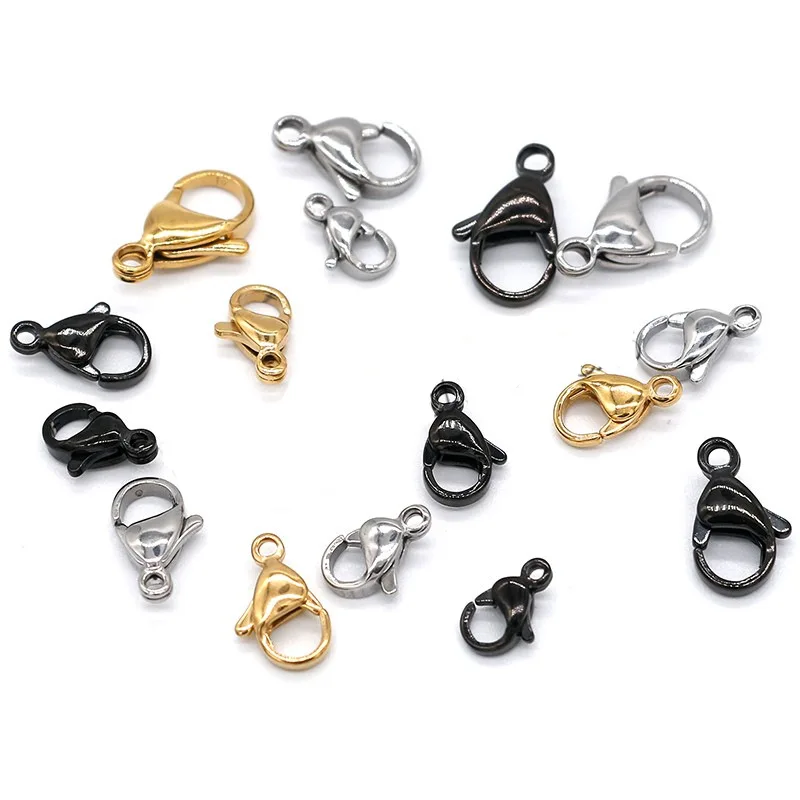 20pcs/lot Gold Color 9mm 10mm 12mm 13mm 15mm Stainless Steel Lobster Clasps Fit Necklace Bracelets DIY Jewelry Marking Findings
20pcs/lot Gold Color 9mm 10mm 12mm 13mm 15mm Stainless Steel Lobster Clasps Fit Necklace Bracelets DIY Jewelry Marking Findings