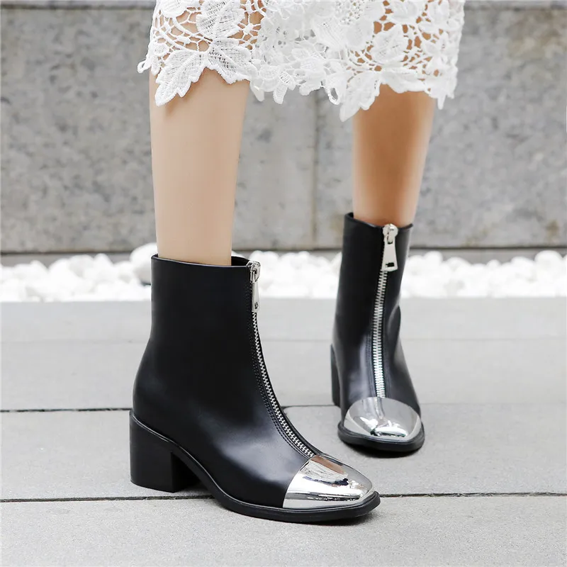 YMECHIC 2019 New Reach Square Metal Toe Decor Block Chunky High Heels Front Zipper Black Gothic Punk Ankle Boots Woman Shoes
YMECHIC 2019 New Reach Square Metal Toe Decor Block Chunky High Heels Front Zipper Black Gothic Punk Ankle Boots Woman Shoes