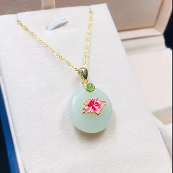 Real 925 Silver White Green HeTian Jade Round Inlay Blooming Flowers Design Lucky Jasper Pendant Necklace For Fine Jewelry 
Real 925 Silver White Green HeTian Jade Round Inlay Blooming Flowers Design Lucky Jasper Pendant Necklace For Fine Jewelry