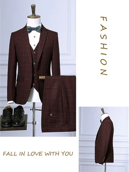 men's jacket 3 Pcs single- breasted male suits plaid for wedding party groom blazer slim fit 2020 fashion
men's jacket 3 Pcs single- breasted male suits plaid for wedding party groom blazer slim fit 2020 fashion