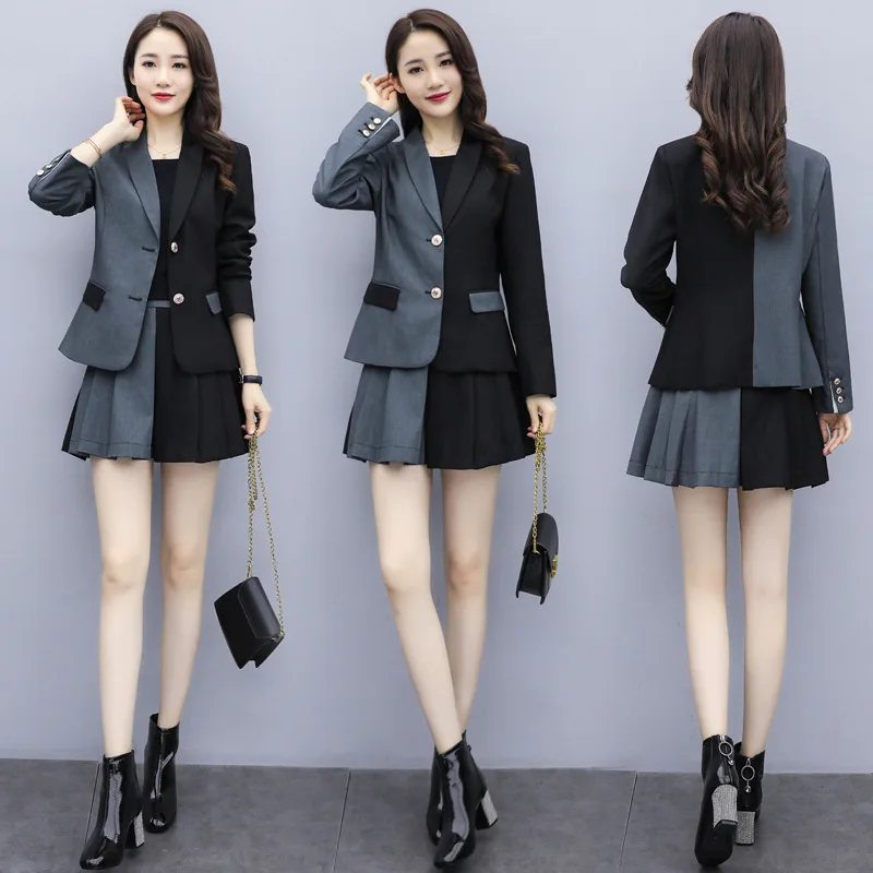 Suit WOMEN'S Suit-Style Elegant Graceful Joint Contrast Color Two-Piece Set WOMEN'S Dress 2020 Spring Pleated Skirt
Suit WOMEN'S Suit-Style Elegant Graceful Joint Contrast Color Two-Piece Set WOMEN'S Dress 2020 Spring Pleated Skirt