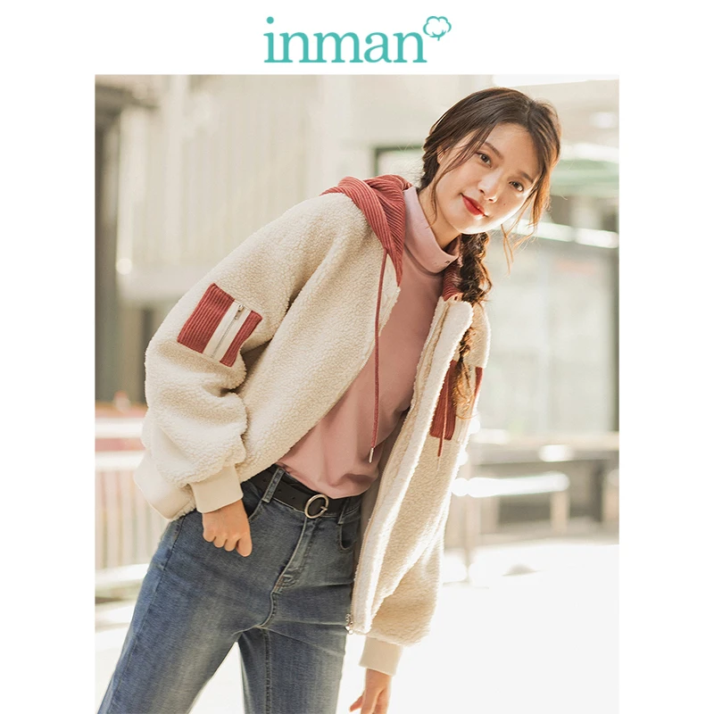 INMAN Winter Split Color Hooded Drop-shoulder Sleeve Woolen Warm Women Short Jacket
INMAN Winter Split Color Hooded Drop-shoulder Sleeve Woolen Warm Women Short Jacket