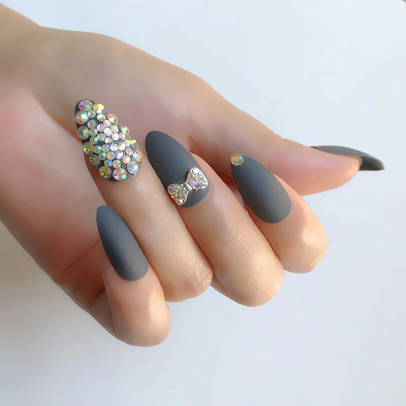 Custom 9Colors Bowknot Rhinestone Fake Nails Designer Press on Nails Natural Stiletto AB Stones Decoration False Nails Tips Kits
Custom 9Colors Bowknot Rhinestone Fake Nails Designer Press on Nails Natural Stiletto AB Stones Decoration False Nails Tips Kits