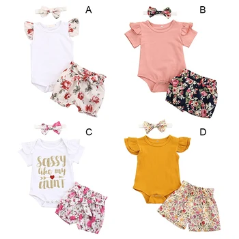 Summer Newborn Infant Clothes 3PCS Baby Girls Clothing Set Romper Tops+Flower Print Shorts Pants+Headband Clothes Outfits
Summer Newborn Infant Clothes 3PCS Baby Girls Clothing Set Romper Tops+Flower Print Shorts Pants+Headband Clothes Outfits