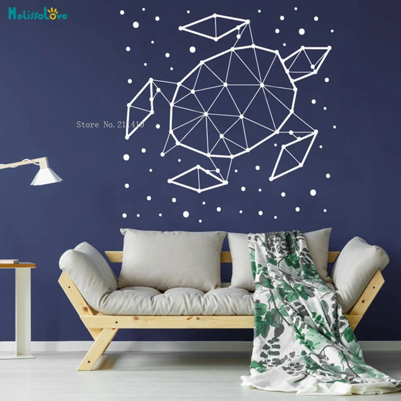 Фото Sea Turtle Stars Constellation Wall Sticker Symbol Of Freedom Nebula Sky Vinyl Nursery Decoration Removable YT3655 | Дом и сад