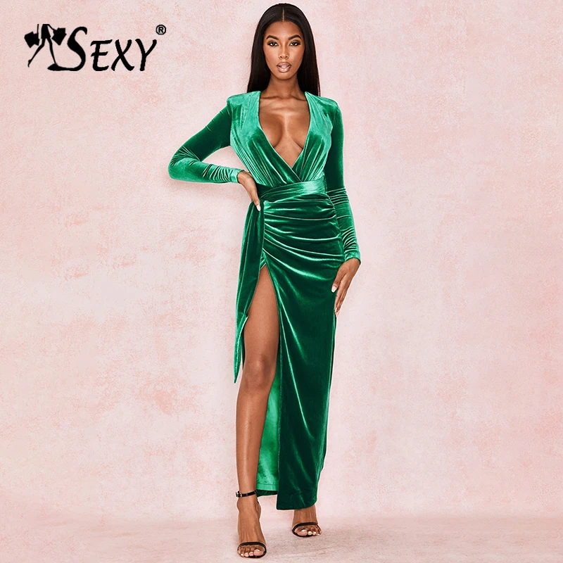 Gosexy 2020 New Women Sexy Deep V Neck Full Sleeve Wrap Dress Fashion Side Split Velvet Party Maxi Vestidos
Gosexy 2020 New Women Sexy Deep V Neck Full Sleeve Wrap Dress Fashion Side Split Velvet Party Maxi Vestidos