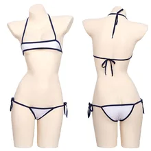 女性ホットセクシーなマイクロビキニ Microkini ランジェリーセットホルターネックブラトップ簡単なオープンボディカップ下着日本水着(China)