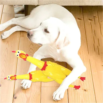 

Hot Sale 17CM Yellow Rubber Screaming Chicken Pet Dog Toy Puppy Chew Squeak Venting Toys Rubber Dog Toy @1