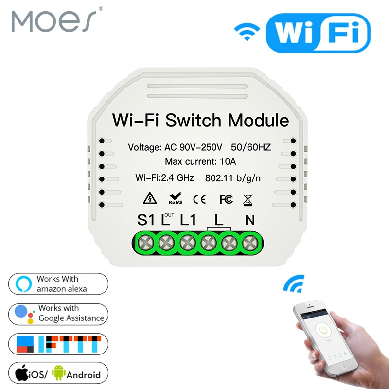 2 Way Wifi Smart Light Switch Diy Relay Module Smart Life/Tuya APP Wireless Remote Control Works with Alexa Echo Google Home
2 Way Wifi Smart Light Switch Diy Relay Module Smart Life/Tuya APP Wireless Remote Control Works with Alexa Echo Google Home