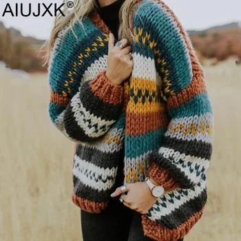 AIUJXK Autumn Winter Women Color Block Knitted Cardigan Top 2019 Fashion Casual Striped Sweater Cardigans Female Knitwear 
AIUJXK Autumn Winter Women Color Block Knitted Cardigan Top 2019 Fashion Casual Striped Sweater Cardigans Female Knitwear