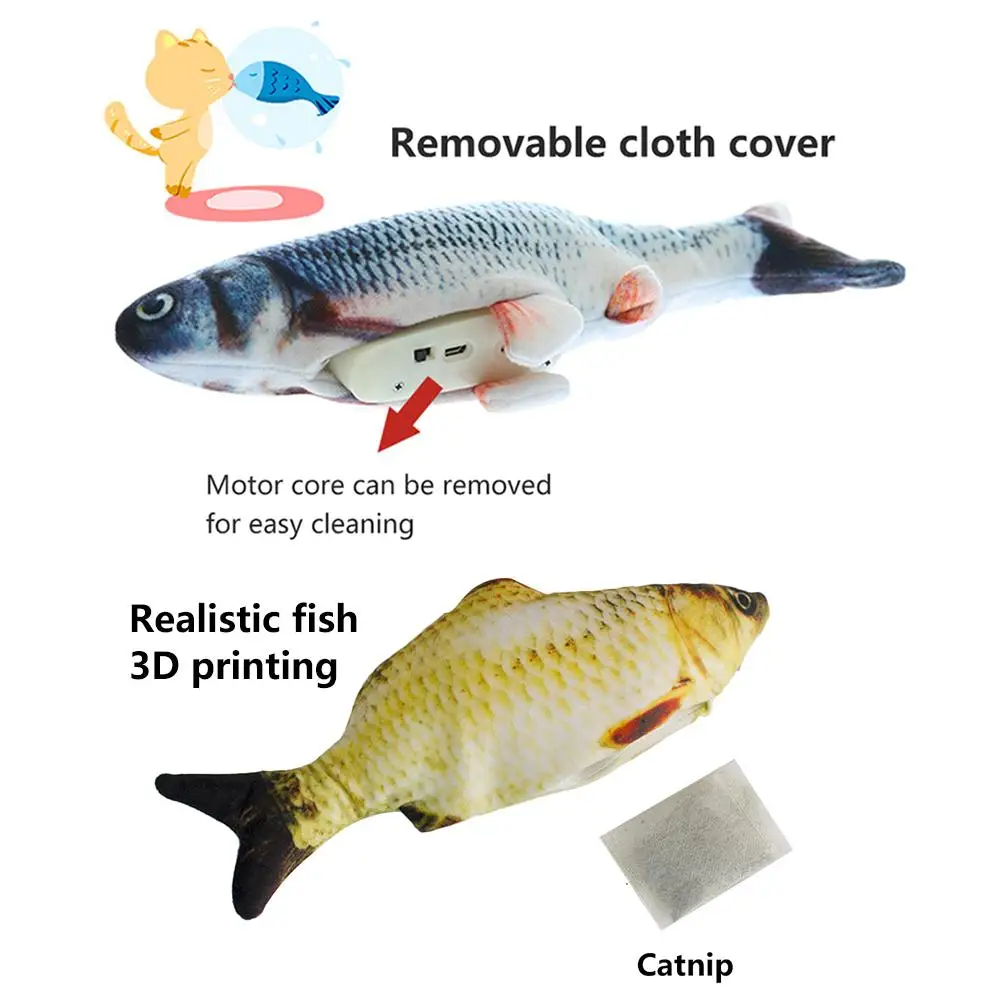Pet Cat Toy Electric Catnip Fish USB Rechargeable Wagging Jump Fish Automatic Realistic Simulated Plush Fish Cat Kitten Chew Toy Pet Cat Toy Electric Catnip Fish USB Rechargeable Wagging Jump Fish Automatic Realistic Simulated Plush Fish Cat Kitten Chew Toy