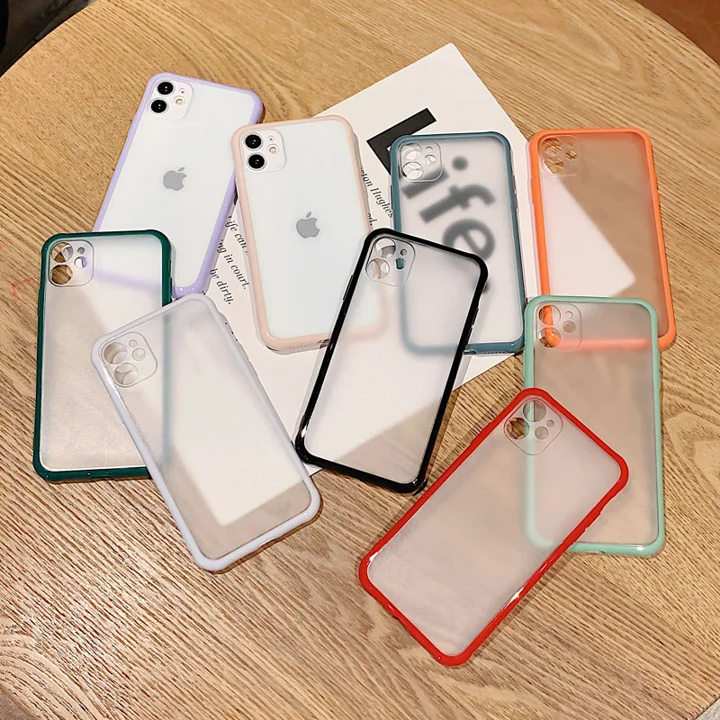 Прозрачный противоударный чехол для iPhone 11 Pro X XR XS Max SE2 6 6s 7 8 Plus мягкий матовый