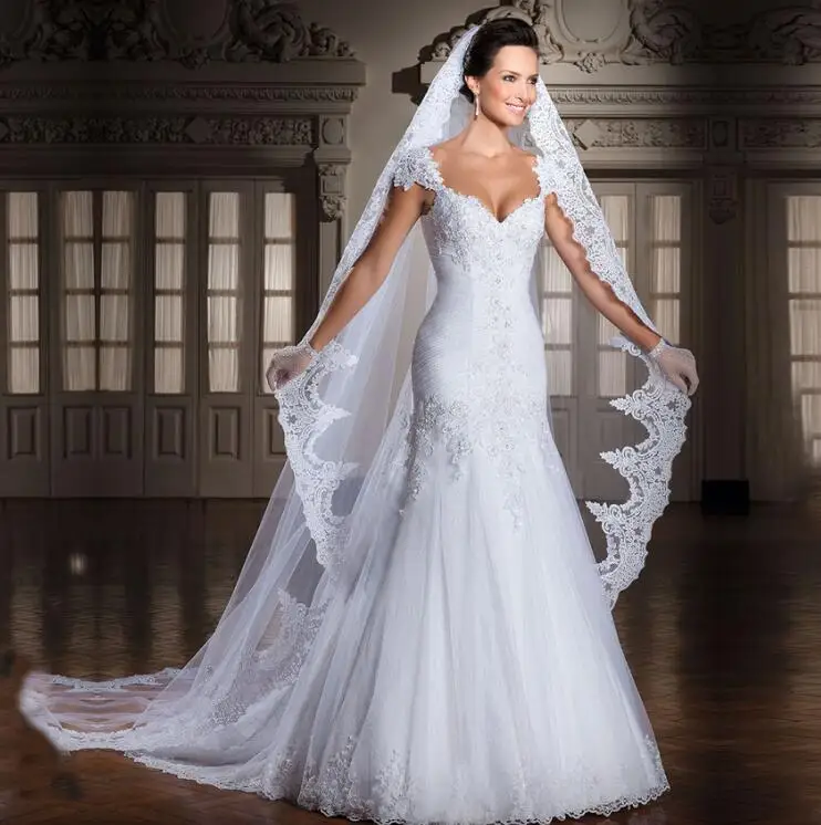 White/Ivory 5M 4M Cathedral Length Lace Edge Bridal Head Veil With Comb Long Wedding Veil Accessories velos de novia
White/Ivory 5M 4M Cathedral Length Lace Edge Bridal Head Veil With Comb Long Wedding Veil Accessories velos de novia