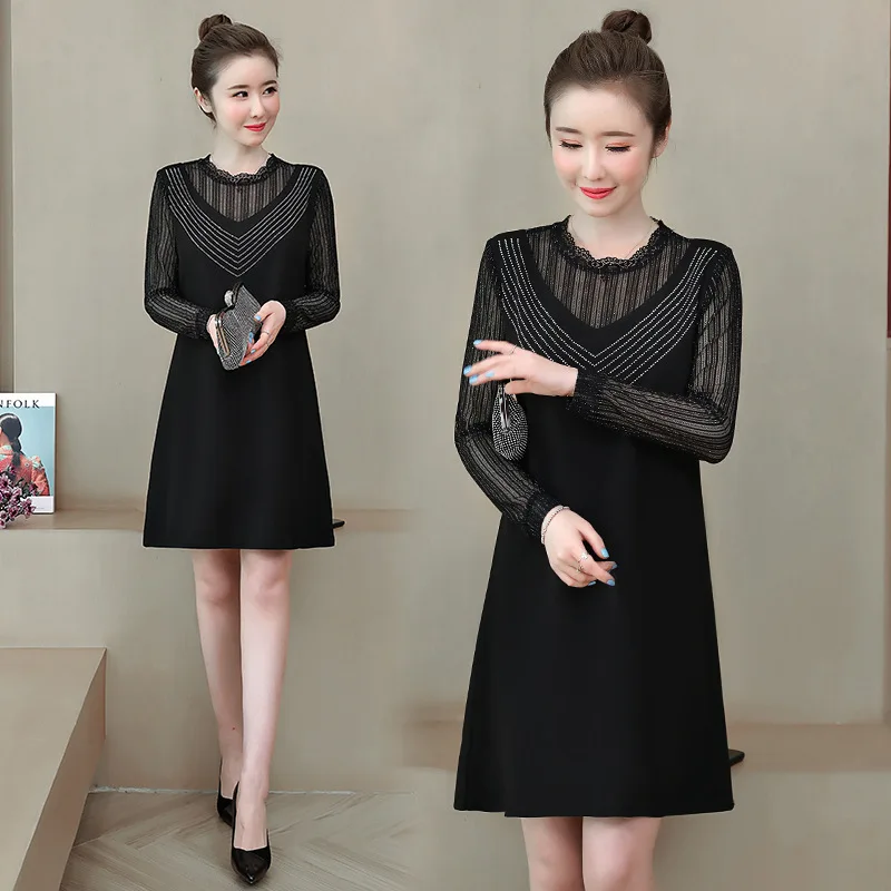 Large Size Dress 2019 Autumn Clothing Large GIRL'S 200 of Fat Mm Extra-large Slimming Tibetan Meat Belly Covering Dress