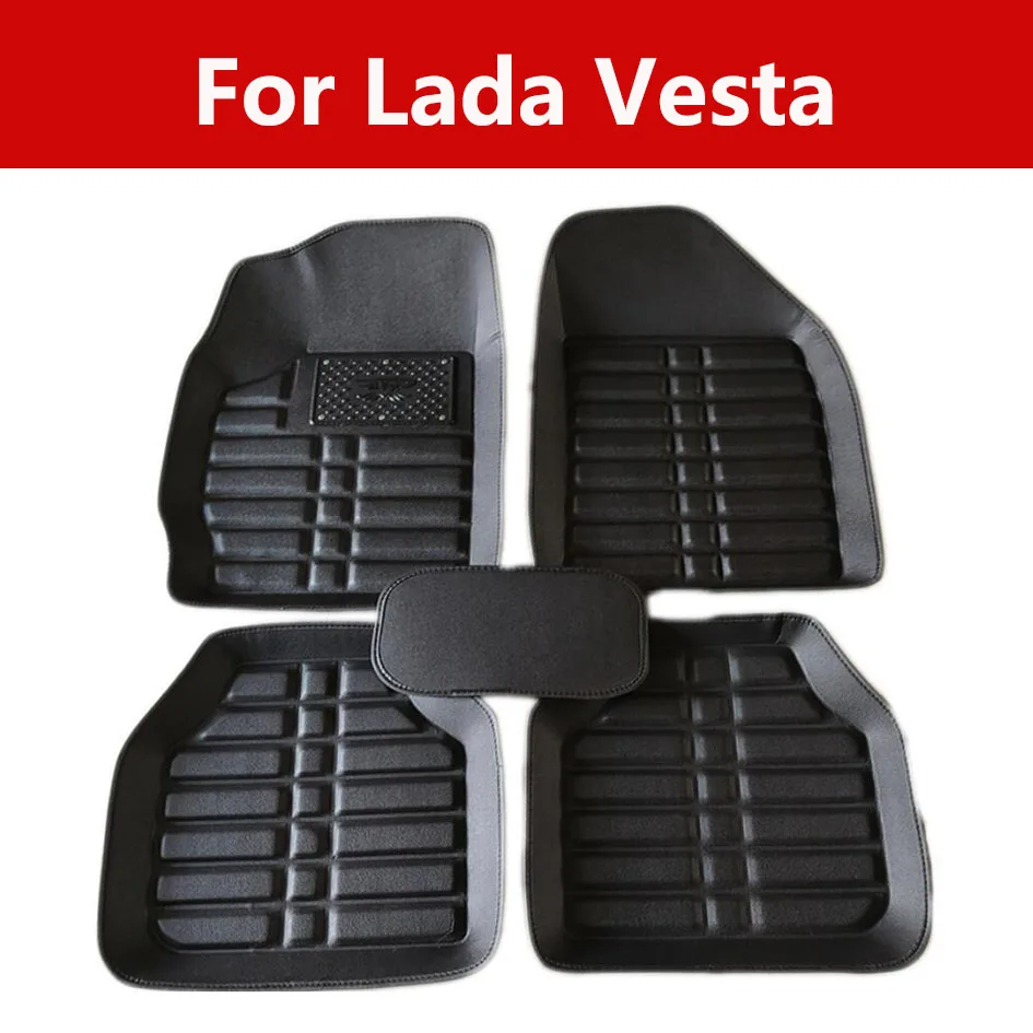 Фото Waterproof Cusom Fit Artificial Leather Car Floor Wir Mats For Lada Vesta All-Weather leather for Truck Van SUV | Автомобили и