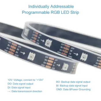 12V WS2813 WS2812B RGB Addressable LED Strip Light WS2815 Programmable Digital LED Pixel Light Strip 16.4ft/5m 150 LED jk780
12V WS2813 WS2812B RGB Addressable LED Strip Light WS2815 Programmable Digital LED Pixel Light Strip 16.4ft/5m 150 LED jk780