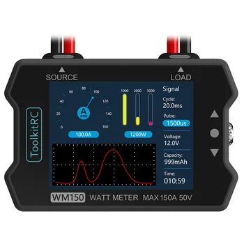 ToolkitRC WM150 150A 50V Watt Meter Power Analyzer LCD Display Power Voltage Current Tester PWM Output for RC FPV Drone
ToolkitRC WM150 150A 50V Watt Meter Power Analyzer LCD Display Power Voltage Current Tester PWM Output for RC FPV Drone